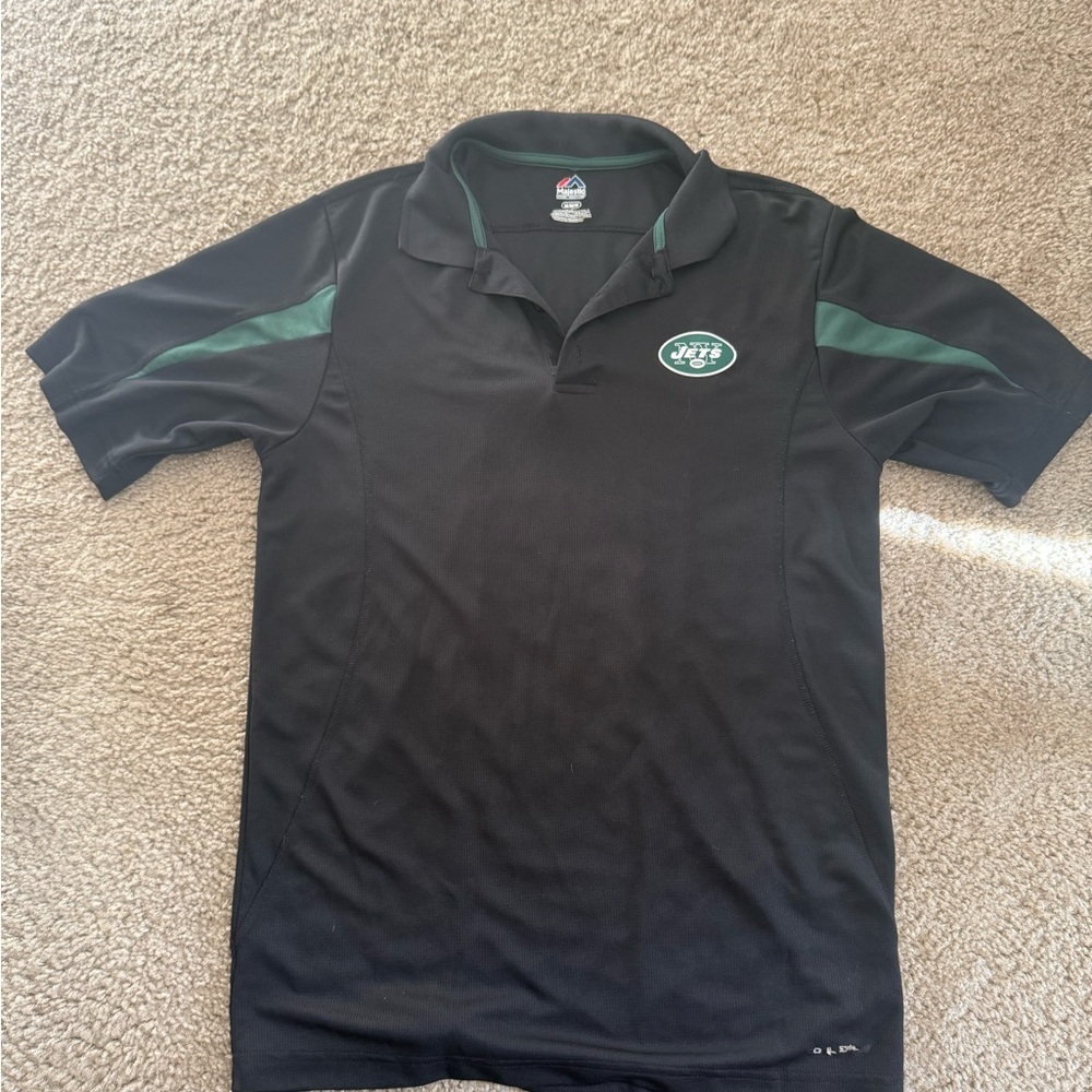 New York Jets Men's Black and Green Polo Shirt
